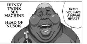 hunky, alicia, fat alicia, hunky twink sex machine, hunky twink sex machine, 1soyjak, big lips, black eyes, bowl cut, comic