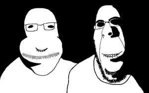 rapeson, cobson, doughjak, hornyson, sourdough, are you soying what im soying, rapeson, 2soyjaks, bald, black background