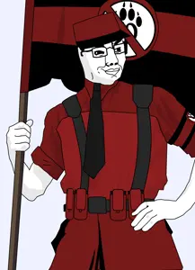 anti furry unit, chudjak, militant chud holding flag, militant chud holding flag, 1soyjak, anti furry, anti-fur, anti-furry, antifurry, arm