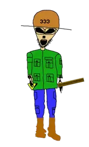 baldi, drill sergeant grey, drill sergeant soy, 1soyjak, 333, alien, arm, bald, blue pants, boot