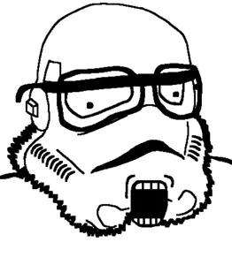 stormtrooper, unknown, useful soys, 1soyjak, bald, black eyes, clothes, glasses, hat, helmet