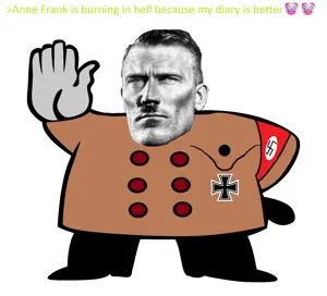 gigachad, police man ganson, adolf hitler, anne frank, gigahitler, hand, holocaust, iron cross, khaki, kike
