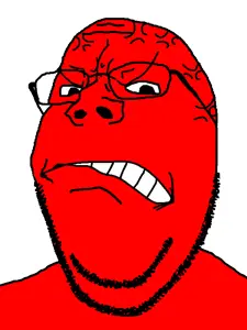 gapejak, wholesome soyjak, 1soyjak, angry, bald, beard, black eyes, chin, double chin, fat