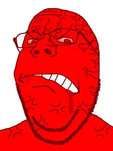gapejak, wholesome soyjak, 1soyjak, angry, bald, beard, blood, bloodshot eyes, chin, double chin