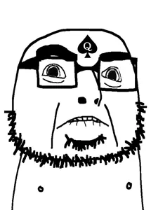 cobson, hornygolstein, hornyson, olgolstein, 1soyjak, animated, big pupils, biting lip, black eyes, bushy eyebrows