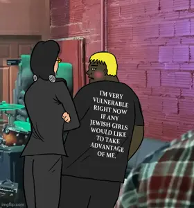 hunky, alicia, fat alicia, hunky twink sex machine, hunky twink sex machine, 2soyjaks, almost full body, back view, black eyes, black hair