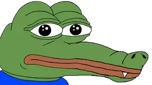 pepe, amphibian, animal, bald, big lips, blue shirt, closed mouth, clothes, crocodile, fang