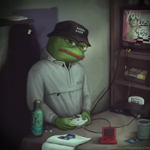 pepe, amphibian, animal, clothes, computer, crying, drink, frog, green skin, hat
