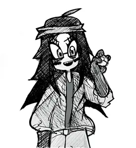 unknown, soytan, almost full body, art, black and white, black hair, blush lines, drawing, female, girl