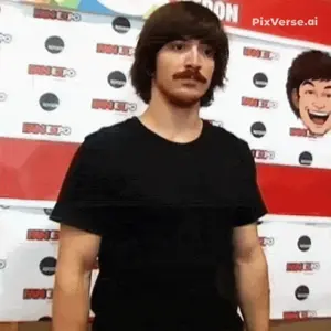 lee goldson, almost full body, angry, black eyes, brown hair, finn the human, front view, hair, irl background, jumping
