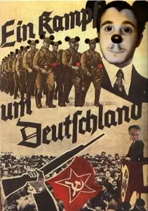 mickey mouse, adolf hitler, communism, crowd, mouse nose, nazi armband, nazi germany, nazism, propaganda poster, white skin