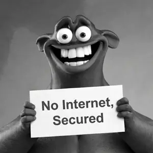gigaboy, gigachad, gigaferatu, computer, holding object, holding sign, internet, internet connection, pc, sign