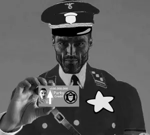 gigachad, police man ganson, chudjak, chudjak front, muscular chud, 1soyjak, beard, black eyes, black hair, buff