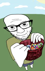 rodgert, 1soyjak, arm, bald, black eyes, closed mouth, clothes, cloud, drawn background, feet