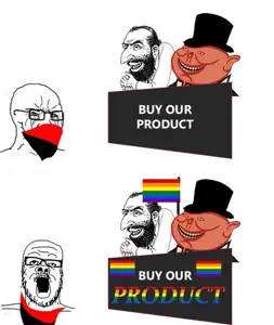 happy merchant, a24 slowburn soyjak, soyak, soyak (crying), anarchism, beard, bloodshot eyes, clothes, crying, face mask