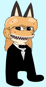 averi, pepe, amogus, amphibian, animal, animal ears, anthro, black eyes, blue background, bowtie