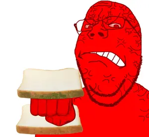 angry, beard, bread, chin, double chin, eyebrows, fist, forehead lines, half body, hands