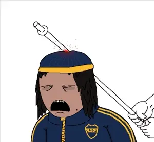 bocatan, soytan, metal pipe soytan, 2soyjaks, beanie, boca juniors, bocatan, brown hair, closed eyes, clothes