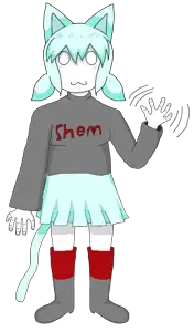 shemma, tama, animal, blue hair, blue skirt, boot, boots, cat, cat ear, cat ears