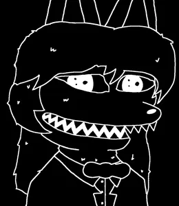 averi, pepe, amphibian, animal, animal ears, anthro, black background, black hair, bowtie, clothes