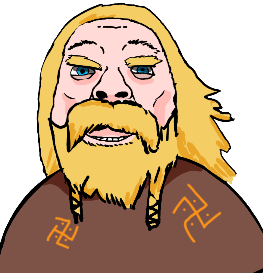 bernd, bernhardt, aryan, 1soyjak, a10 eyes, barbarian, beard, blonde beard, blonde hair, blue eyes
