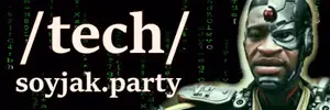 george floyd, saint floyd, /tech/, /tech/ (soyjak.party), bald, banner, big lips, big nose, black background, black hair