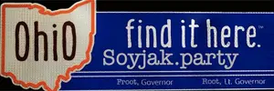 banner, black background, ohio, sign, soyjak party, state, state sign, text, white text, froot