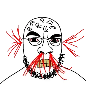 madjack, 1soyjak, bald, blood, blood from ears, blood from nose, blood spray, bloodshot eyes, looking at you, nose
