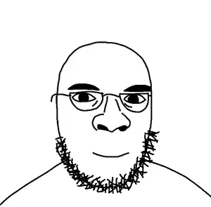 madjack, wholesome madjak, 1soyjak, bald, black eyes, calm, glasses, happy, looking at you, nose