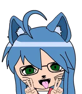 konata izumi, honse, catse, 1soyjak, animal, anime, anime girl, blue hair, cat, cat ears