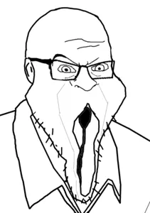 feraljak, angry, ear, glasses, open mouth, soyjak, stubble, vagineer, team fortress 2