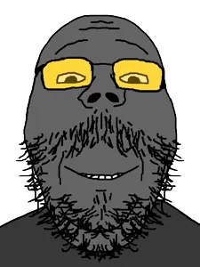 gapejak, spinnerz!, 1soyjak, bald, beard, black eyes, brapped comment section☣️☣️☣️ do not enter☣️☣️☣️, closed mouth, ezgif, glasses