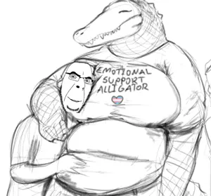 cobson, 1soyjak, alligator, animal, bald, bbw, black eyes, closed eyes, fat, female