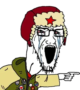 cryboy soyjak, 1soyjak, angry, antifa, bald, clothes, glasses, half body, hands, hat