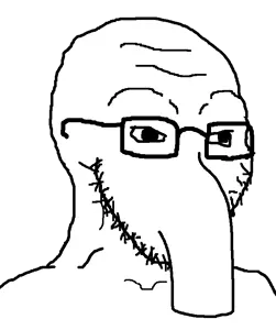 soyak, 1soyjak, anteater, bald, black eyes, creature, eyebrows, forehead lines, glasses, large snout