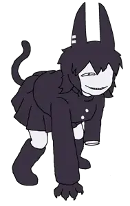 miss circle, tama, 1soyjak, black eyes, black hair, boot, boots, breasts, claw, claws