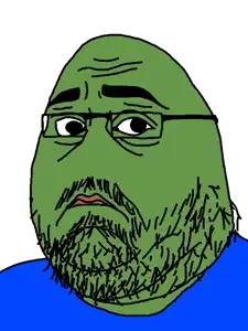 pepe, obese chudnugget, 1soyjak, amphibian, animal, bald, beard, blue shirt, chin, closed mouth