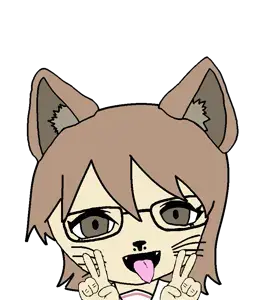 honse, catse, 1soyjak, aioi yuuko, brown eyes, brown hair, cat ears, catgirl, ears, fangs