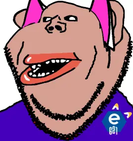 impish soyak ears, impish amerimutt, amerimutt, brown skin, e621, ear, open mouth, soyjak, stubble