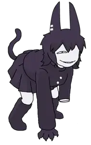miss circle, tama, 1soyjak, black eyes, black hair, boot, boots, breasts, claw, claws