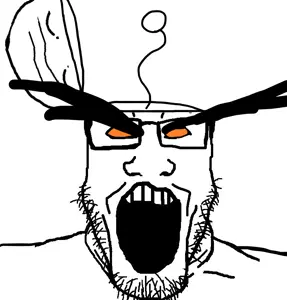 markiplier soyjak, angry, antenna, glasses, head box, open mouth, orange eyes, reddit, soyjak, stubble