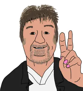 ringojak, 1soyjak, brown hair, footloose, gray hair, hair, happy, kenny loggings, no glasses, open eyes