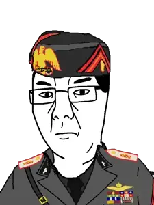 tekkerson, chudjak, kuzjak, chuzjak, 1soyjak, black hair, closed mouth, clothes, collar tabs, fasces