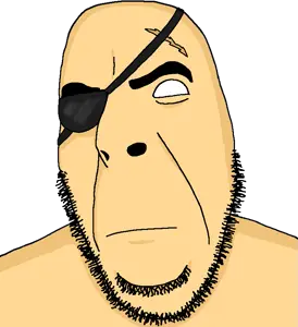 sagat (street fighter), cobson, 1soyjak, anime, bald, closed mouth, eyepatch, fighting game, frown, glasses