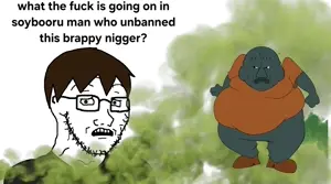 squidward tentacles, disgusting trevorcreature, soyak, soyak (concerned), 1soyjak, angry, bald, black eyes, brap, brapping
