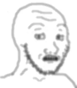 soyak, soyak (concerned), 1soyjak, bald, blind, blurry, looking at you, no glasses, open mouth, portrait