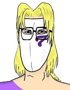 vega (street fighter), mulletjak, 1soyjak, anime, black eyes, blonde hair, fighting game, glasses, hair, long hair