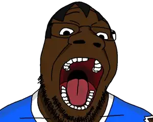 balrog (street fighter), goopjak, 1soyjak, american, anime, big mouth, black eyes, black hair, blue shirt, boxer
