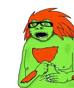 blanka (street fighter), gyattjak, 1soyjak, anime, arm hair, black eyes, brapzilian, brazilian, canines, chest hair