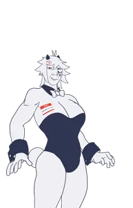 oliver, kuzjak, 1soyjak, a+, big breasts, black eyes, breasts, buff, bunnysuit, closed mouth